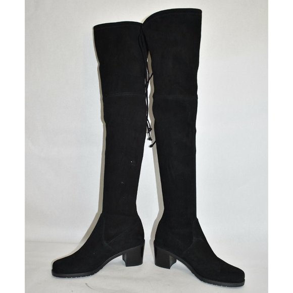 $800 STUART WEITZMAN Urban Over the Knee Boot BLACK BLOCK SUEDE 7.5 (PA28) - Picture 4 of 9
